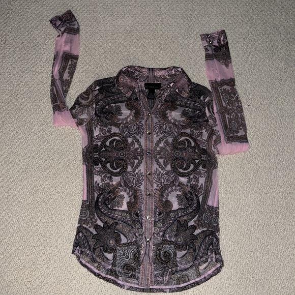 INC International Concepts L/S Shirt Small Button Up Sparkly Buttons - Picture 9 of 15